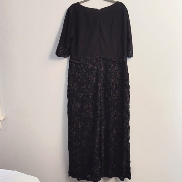 Alex Evenings Floor Length Evening Gown Black Size 20 W Rosette Ribbon Skirt - Picture 4 of 17